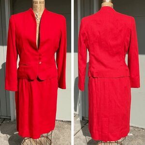 Vintage 80 Red Suit Set, Carmen Sandiego, Blazer & Skirt Combo